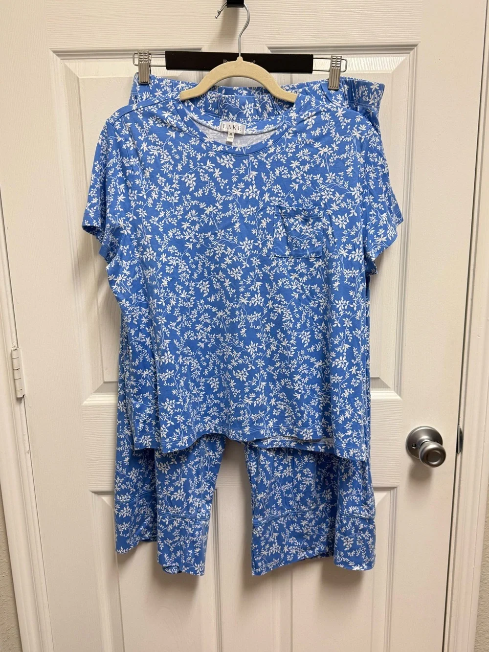 Lake Pajamas Blue Floral Short Sleeve Pajama Set